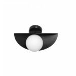 Plafon czarny Sallo D - biała kula w czarnej ramce