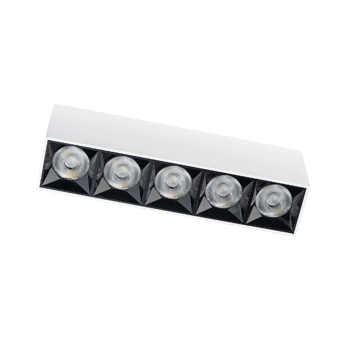 Podłużna lampa sufitowa LED Midi 20W, 3000K - 5 punktowa