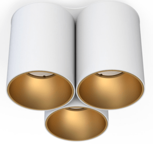 Potrójna lampa sufitowa tuba Eye Tone III - biało-złota