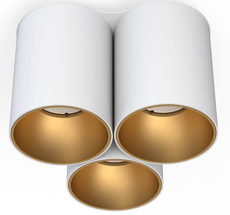 Potrójna lampa sufitowa tuba Eye Tone III - biało-złota