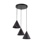 Potrójna lampa wisząca Cono TK - czarne stożki