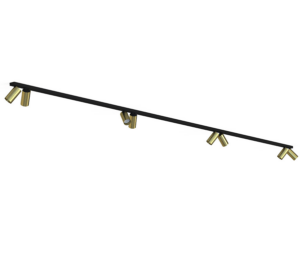 Reflektorki z mosiądzu na czarnej listwie Mono VIII 4m - 2x200cm