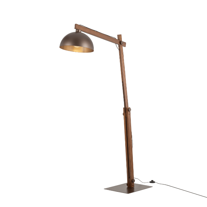 Regulowana drewniana lampa stojąca Oslo TK - brązowa
