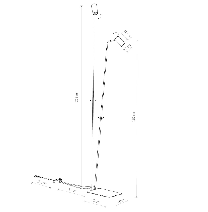 Stojąca lampa Mono - wymiary i instrukcja obsługi