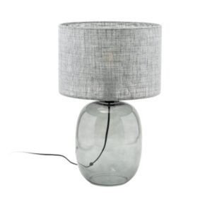 Szara lampka stołowa z lnianym abażurem Melody - szklana