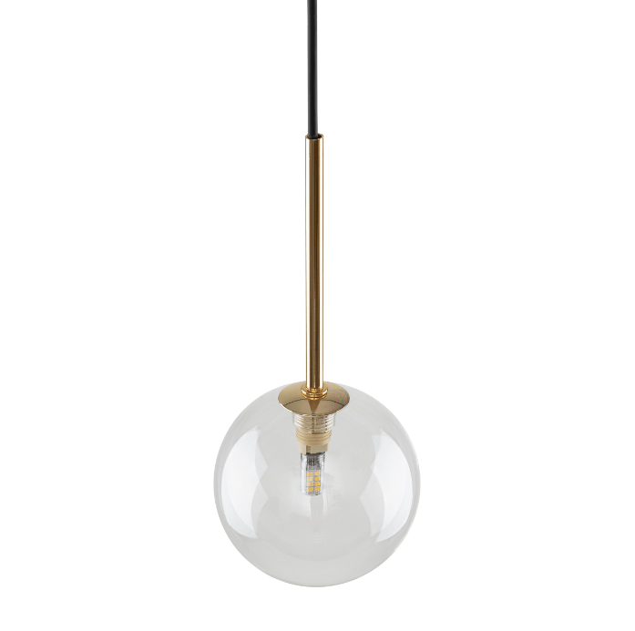 Szklana lampa wisząca kula Nilos - bezbarwna złota