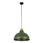 Zielona lampa wisząca do kuchni Cap TK - drewniana wstawka
