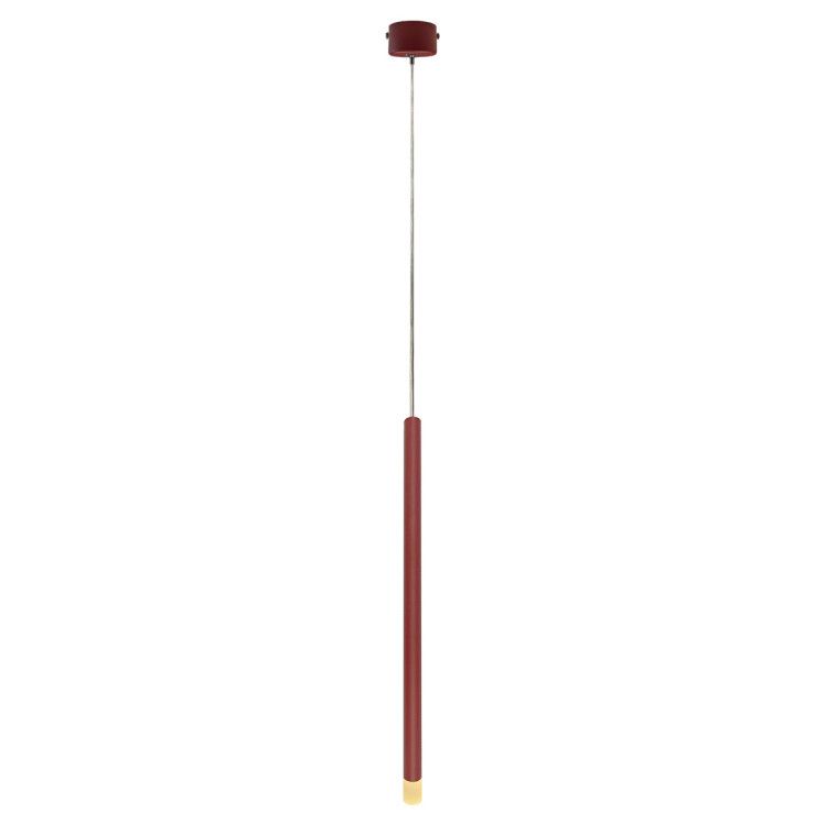 Długa i cienka lampa wisząca Lungo - czerwon nad blat