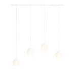 Biała lampa wisząca podłużna Bosso - 4 szklane klosze