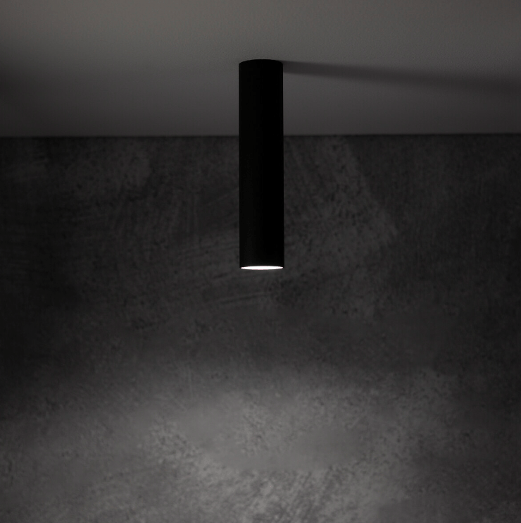 Czarna lampa spot Fourty S - tuba 18,5 cm