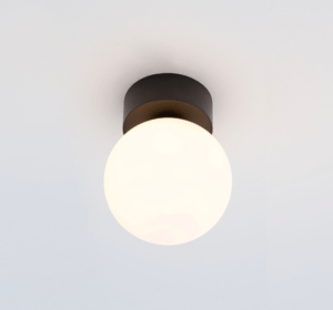 Czarna lampa sufitowa kula Kier S - biały klosz