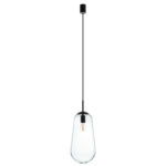 Czarna lampa wisząca Pear L - designerski transparentny klosz