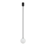 Lampa kula sufitowa na metalowym pręcie Kier L - biały szklany klosz