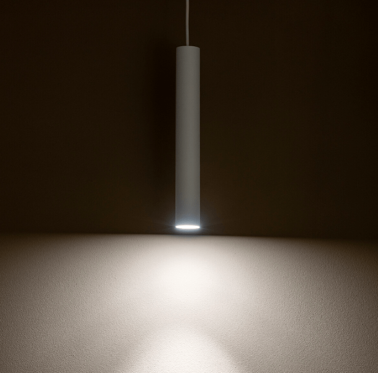 Lampa tuba biały zwis nad stolik Fourty M - 30 cm