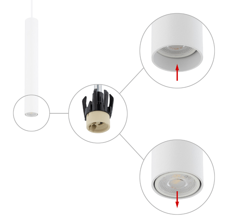 Lampa tuba biały zwis nad stolik Fourty M - instrukcja montażu