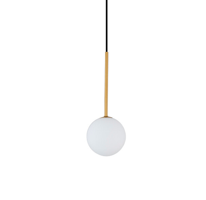 Lampa wisząca biała kula Karo - ze złotym zdobieniem