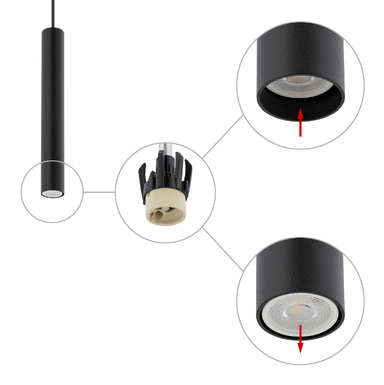 Lampa wisząca czarna tuba Fourty M - instrukcja montażu