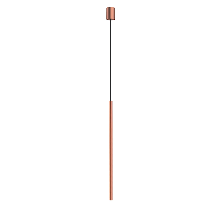 Miedziana cienka lampa wisząca tuba Laser - 75cm