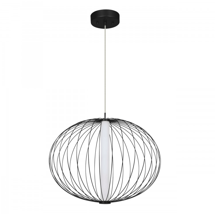 Ażurowa lampa wisząca Treviso 40 cm - czarna kula z tubą LED, CCT