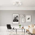 Biały plafon nowoczesny do salonu z 3 reflektorkami Parma - LED CCT