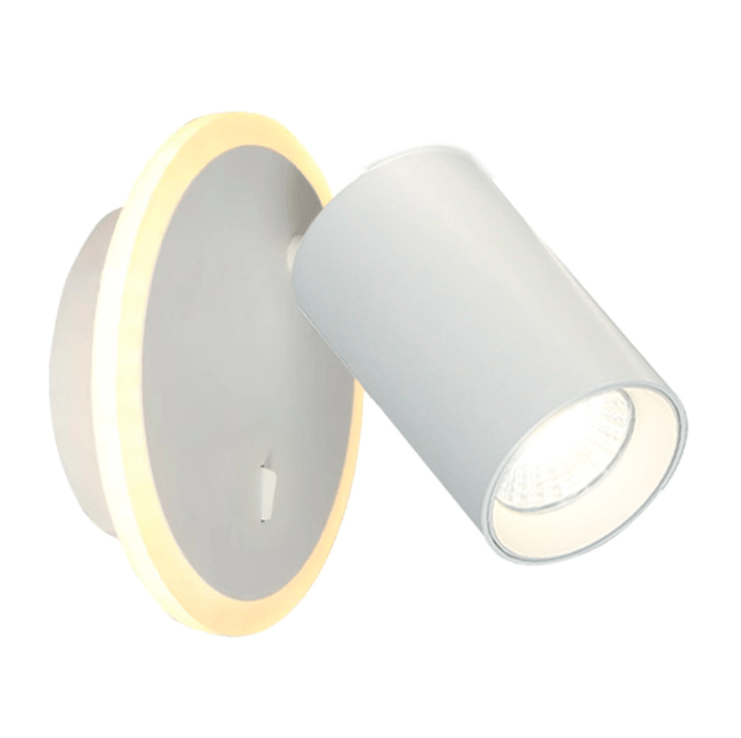 Biały reflektor z podświetleniem LED Parma - ruchomy klosz