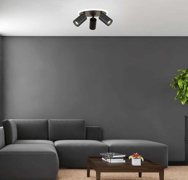 Czarna lampa sufitowa do salonu Parma - podświetlenie LED CCT