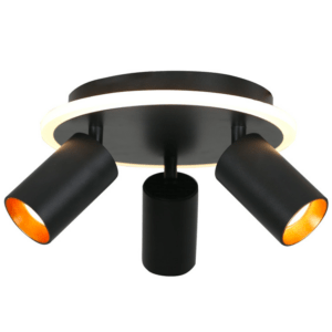 Czarna lampa sufitowa z 3 reflektorkami Parma - podświetlenie LED CCT