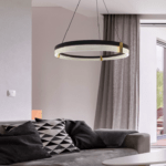 Czarna lampa wisząca Plum 60 obręcz LED