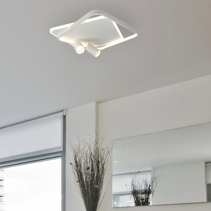 Kwadratowa lampa sufitowa do przedpokoju Parma - białe podświetlenie LED CCT