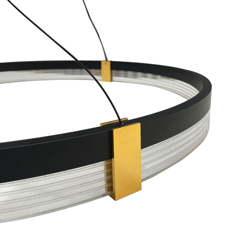 Lampa wisząca czarna z obręczą LED 60 cm - Plum 1