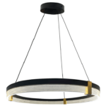Lampa wisząca z obręczą LED 60 cm - Plum 1 czarny ring CCT, 32W