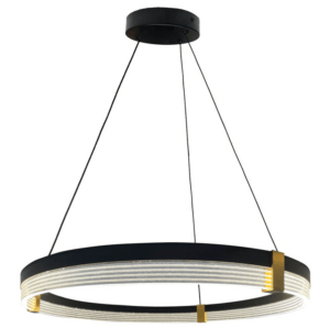 Lampa wisząca z obręczą LED 60 cm - Plum 1 czarny ring CCT, 32W