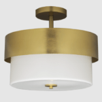 Mosiężna lampa sufitowa : plafon Cork - szklany klosz