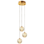 Potrójna lampa wisząca w stylu glamour Diamond - LED CCT, złota, akrylowe kule
