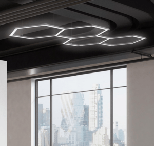 System oświetlenia do biur Geometric LED - 6-kąty na linkach