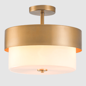 Szklano złota lampa sufitowa / plafon Cork - szczotkowany mosiądz