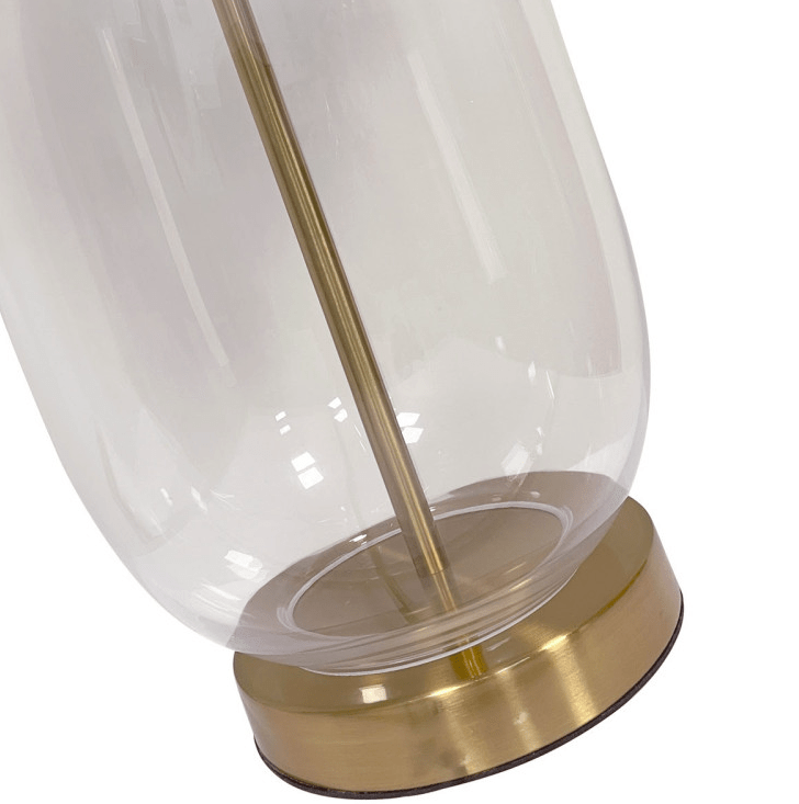 Transparentna lampa stołowa Amur - złote zdobienia