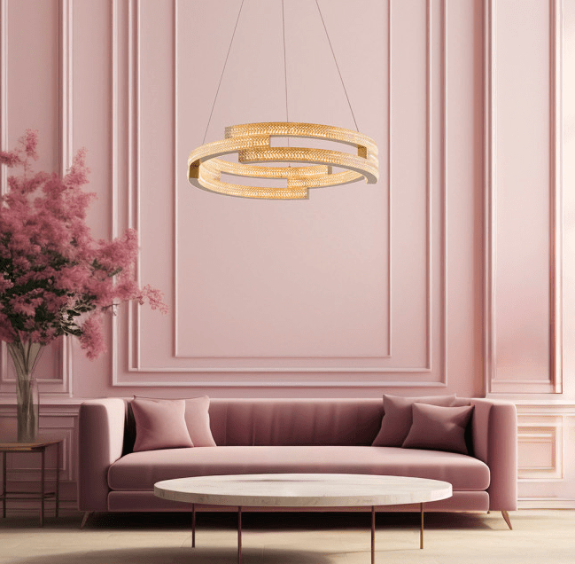 Złota lampa wisząca glamour do salonu Tarja LED