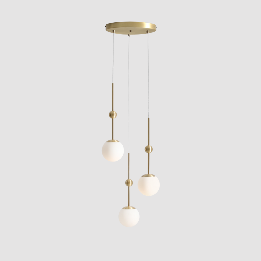 elegancki zyrandol mae - 3 klosze - dekoracyjna złota kulka