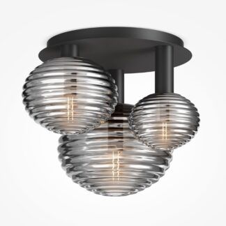 Lampa sufitowa Reels - 3 szare ryflowane kule
