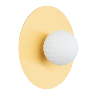 Plafon złoty : kinkiet Paloma - dekoracyjny dysk z białą kulą