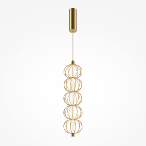 Złota nowoczesna lampa wisząca LED Golden Cage - druciane kule