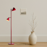 Czerwona lampa stojąca do sypialni Form Red Wine - 2 klosze z regulacją