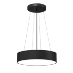 Lampa wisząca do sypialni Sengo - czarny płaski klosz 40cm