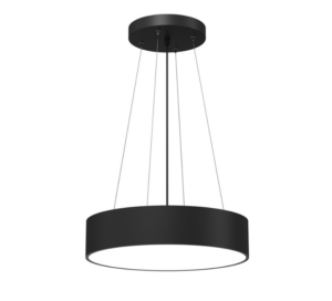 Lampa wisząca do sypialni Sengo - czarny płaski klosz 40cm