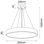 Lampa wisząca do kuchni Sengo - wymiary