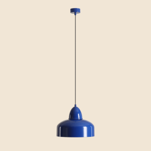 Lampa wisząca Como Cobalt - niebieski klosz w stylu retro