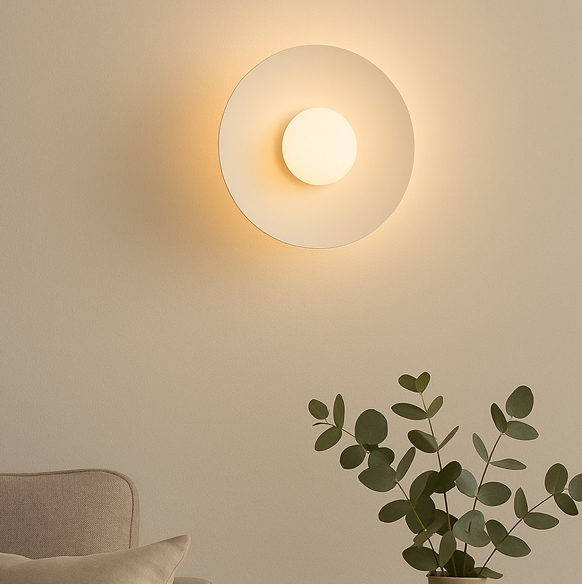 Biały kinkiet okrągły do salonu Bolton LED - płaski dysk