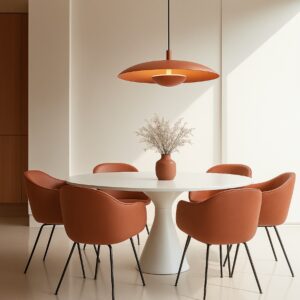 Ceglasta lampa wisząca nad stół Bolton LED - płaski klosz teracotta