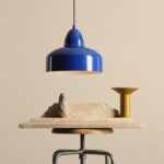 Lampa wisząca nad stół Como Cobalt - niebieska w stylu retro